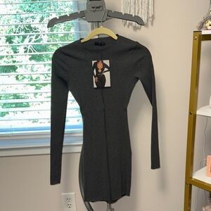 Naked Wardrobe charcoal gray Mini Dress